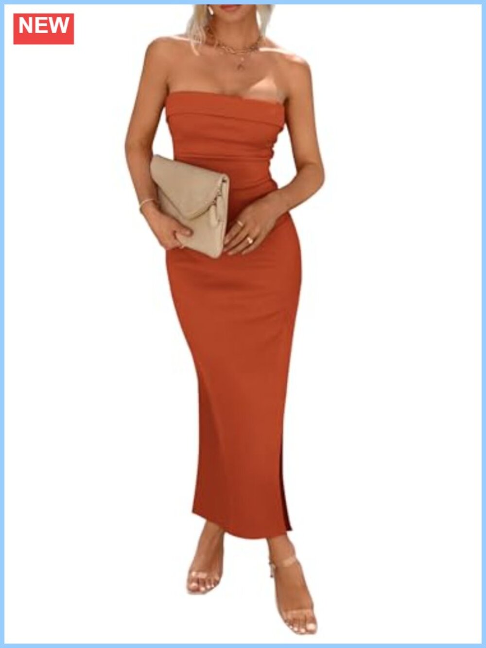 Women Strapless Ribbed Knit Bodycon Maxi Dress Cocktail Party
